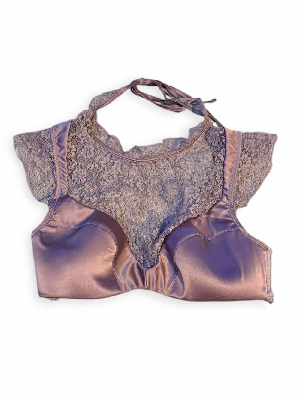 VICTORIA’S SECRET Dream Angels Mauve Lace High Neck Lined Plunge Bra 34C